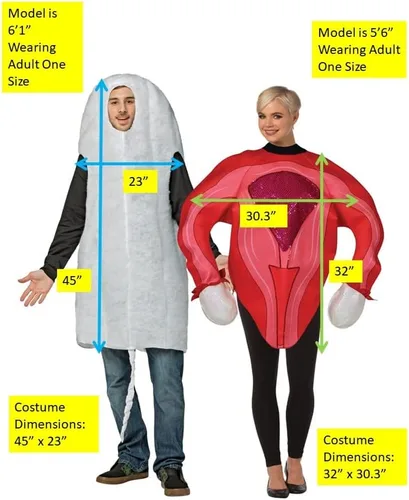 Vista 4 de Disfraz de tampón y útero para parejas, novedoso disfraz de humor universitario, disfraz de cosplay para hombre y mujer, talla única para adultos