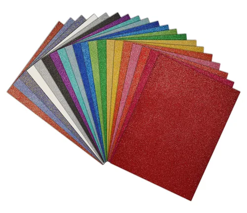 Vista 2 de Better Office Products - Paquete de 20 hojas de espuma con purpurina con respaldo adhesivo, 9 x 12 pulgadas, 20 colores surtidos, para artes