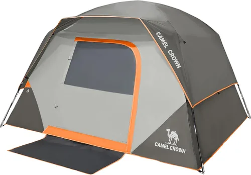 Vista 8 de CAMEL CROWN Tiendas de campaña para acampar 4/8 personas, impermeables, configuración rápida, plegables, para mochileros al aire libre, para 4 Marrón