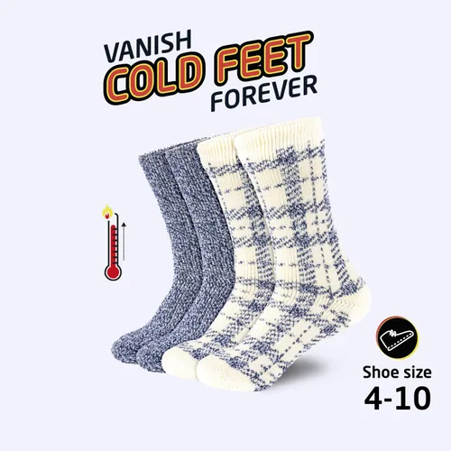 Vista 4 de HOT FEET Calcetines térmicos para mujer Calcetines cálidos y gruesos aislados para el clima frío de invierno, lindos calcetines cálidos coloridos
