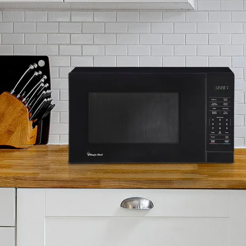 Vista 4 de Magic Chef Horno microondas compacto para encimera, 1000 vatios, negro, 1.1 pies cúbicos - Aparato de cocina digital con cocción de un solo toque
