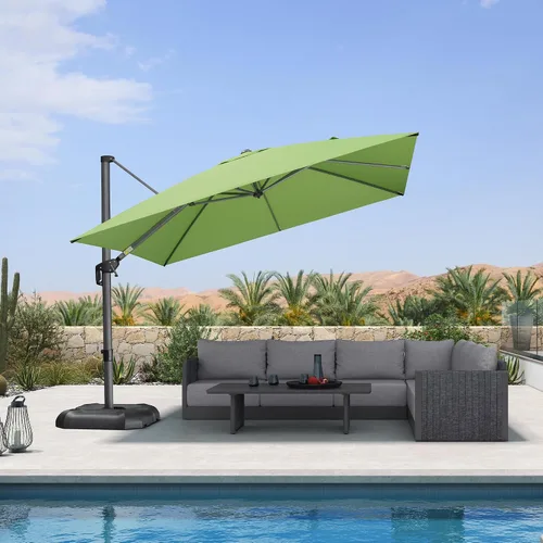 Vista 45 de PURPLE LEAF Sombrilla de patio de 8 pies para exteriores, sombrilla voladiza cuadrada de aluminio con rotación de 360 grados para jardín, terraza
