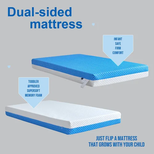 Vista 4 de Colchón de espuma viscoelástica con gel de confort de doble cara, transpirable para cuna de bebé, colchón de espuma viscoelástica para cuna, premium
