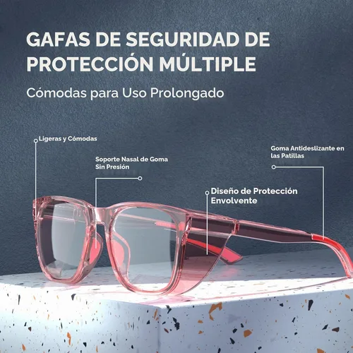 Vista 3 de UV400 Anti-Fog Safety Glasses,Blue Light Blocking for Women Men Rosa