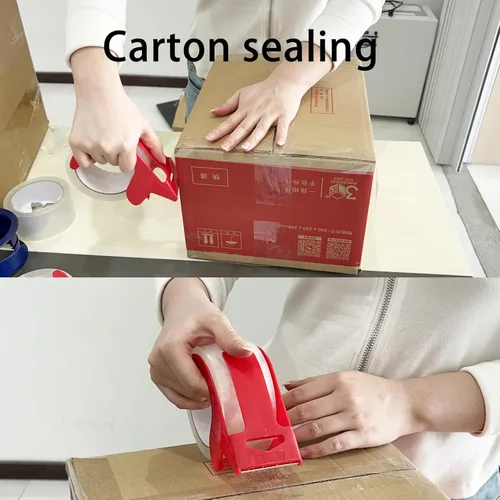 Vista 5 de 3 rollos de cinta de embalaje transparente con 3 dispensadores, cinta de embalaje resistente diseñada para cajas de mudanza, envío, oficina, 2 mil 2
