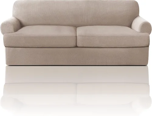 Vista 74 de PrinceDeco Fundas elásticas para sillón de 2 piezas, fundas de sofá para sillas con cojines en forma de T, fundas suaves para muebles con 1 funda