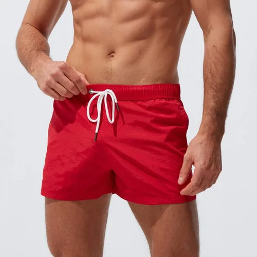 Vista 2 de Mens Summer Casual Short Pants Classic Fit Wide Legs Swim Trunks Outdoor Beach Pant Adjustable Drawstring