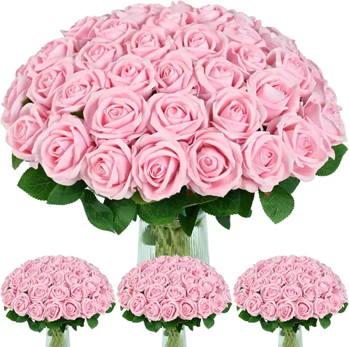 Vista 21 de 50 flores artificiales de rosas negras, ramo de rosas falsas de terciopelo