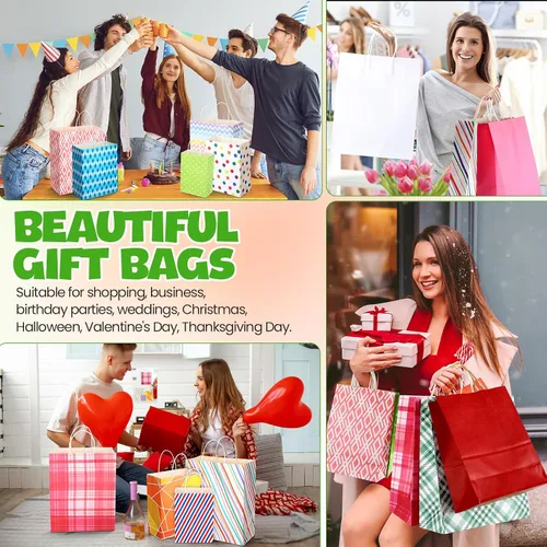 Vista 6 de Tenceur 28 bolsas de regalo de varios tamaños, bolsas de regalo de papel a granel, bolsa de favor de fiesta con asa para bodas, día de San Valentín