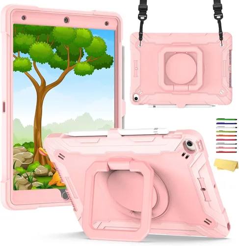 Vista 11 de Funda infantil para iPad de 9ª/8ª/7ª generación de 10.2 pulgadas con mango giratorio/soporte, ligera, suave, espuma EVA, a prueba de golpes, 01#