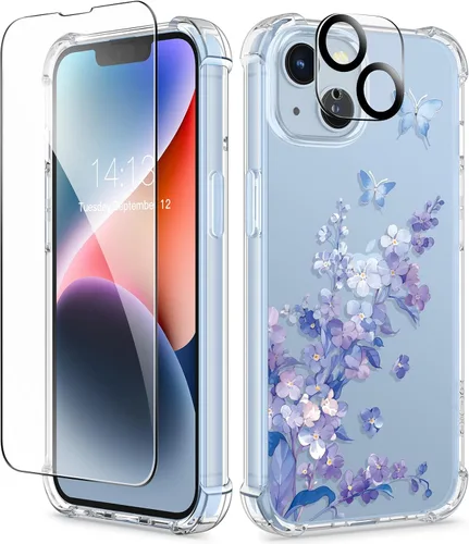 Vista 82 de GVIEWIN - Funda para iPhone 11 con protector de pantalla + protector de lente de cámara, cubierta protectora transparente suave de poliuretano