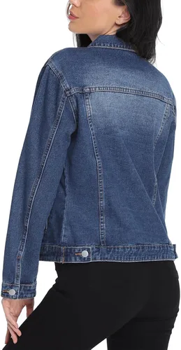 Vista 5 de MISS MOLY Chaquetas de mezclilla para mujer, con botones, de manga larga, básicas, a la moda