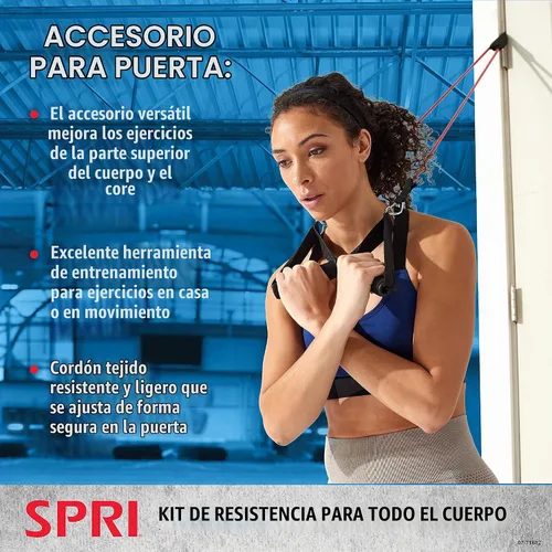 Vista 6 de SPRI Kit de banda de resistencia, tubos intercambiables de entrenamiento de resistencia para tonificación de cuerpo completo, incluye 5 bandas