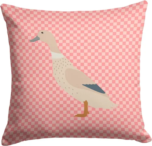 Vista 102 de Caroline's Treasures BB8163PW1414 Beltsville - Almohada decorativa de tela a cuadros pequeños, color blanco, pavo y gallina azul, lavable a máquina