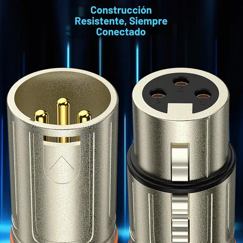 Vista 2 de J&D Cable de micrófono XLR, chapado en oro, resistente, equilibrado, de 3 pines, XLR macho a hembra, cable de micrófono de color para mezclador