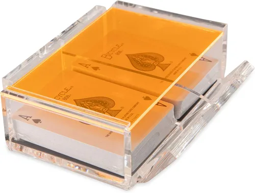 Vista 10 de La Canasta - Juego de bandeja para cartas con 2 barajas de cartas en caja acrílica con tapa deslizante y base giratoria, mantiene la pila de cartas