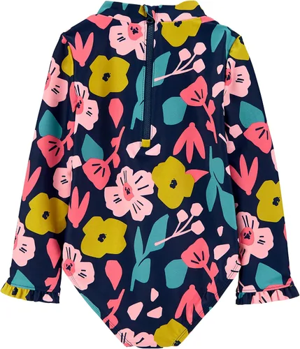 Vista 2 de Simple Joys by Carter's Girls' Long Sleeve Zipper One Piece Swimsuit