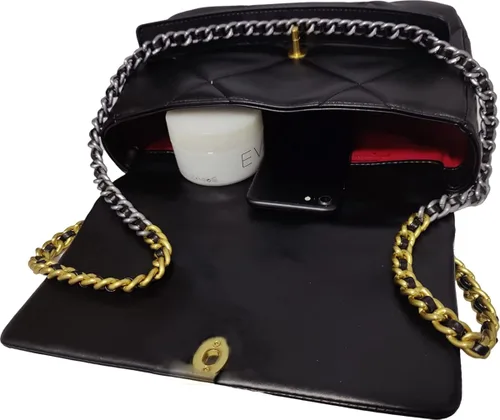 Vista 5 de Bolsos acolchados de lujo para mujer, de cuero, para el hombro, bolso cruzado y monederos, con cadena femenina, bolso de mano (cartera blanca)