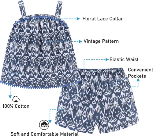 Vista 88 de LittleSpring Conjunto de verano para niñas con camiseta sin mangas y pantalones cortos florales