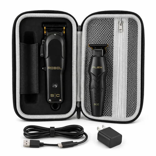 Vista 4 de StyleCraft Flex Trimmer and Rebel Clipper Super Set con protectores ajustados, accesorios y estuche de viaje