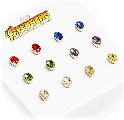 Vista 3 de Marvel Avengers Infinity War Endgame - Pendientes de tuerca de piedra infinita, juego de 6