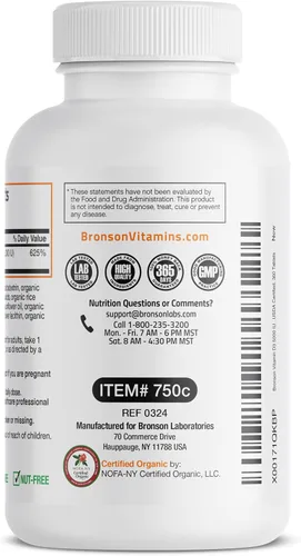 Vista 6 de Orgánico Vitamina D3 5000 IU, USDA Certificado, sin OMGs, Fabricado en Estados Unidos por Bronson laboratorios, 1