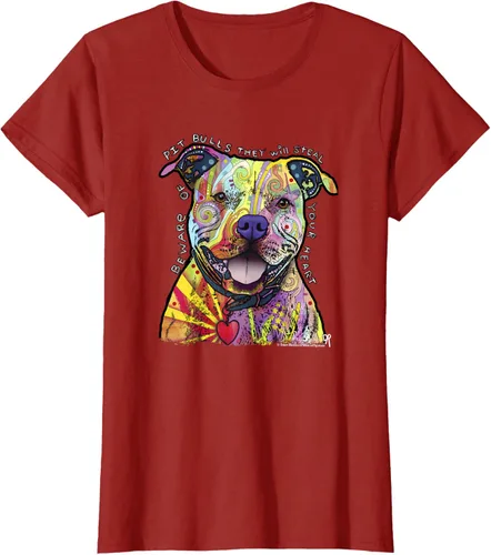 Vista 60 de Beware Of Pit Bulls, Dean Russo Pitbull Original - Camiseta para amantes de los perros, Negro