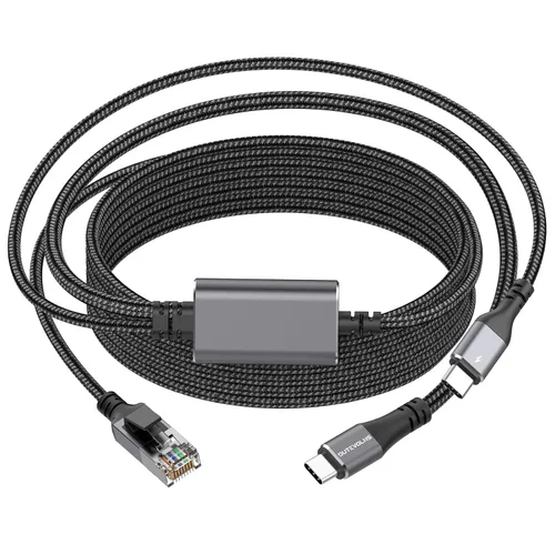 Vista 9 de Cable USB a Ethernet 3,3 pies, adaptadores USB 3.0 A a RJ45 macho de nylon, conexión Gigabit directa, compatible con laptop, PC de escritorio