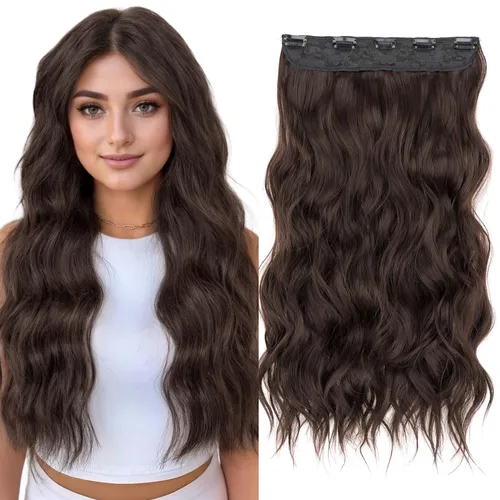 Vista 26 de S-noilite Extensiones de cabello de una pieza con clip, color rubio balayage de 18 pulgadas, en forma de U, extensiones de cabello de trama de una