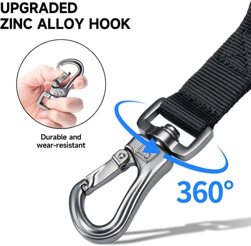 Vista 4 de EXCELLENT ELITE SPANKER Correa elástica militar para perros con 2 asas de control acolchadas para perros medianos y pequeños (negro)