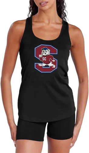 Vista 38 de Camiseta deportiva sin mangas oficial de NCAA Collegiate para mujer, con espalda cruzada, colección con logotipo primario
