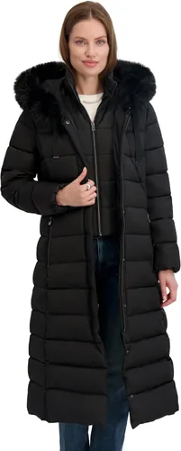 Vista 8 de TAHARI Nellie - Abrigo largo para mujer, chaqueta aislada con ribete de piel sintética extraíble beige-a