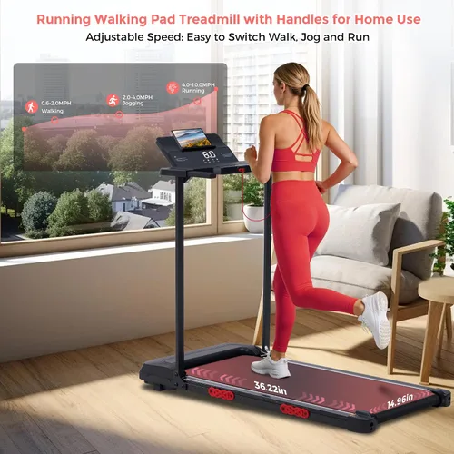 Vista 5 de Walking Pad with Handle Bar and Incline, 3.0HP Electric Portable Small Treadmills with Incline for Home Small Spaces, 0.6-7.6MPH Compact Walking