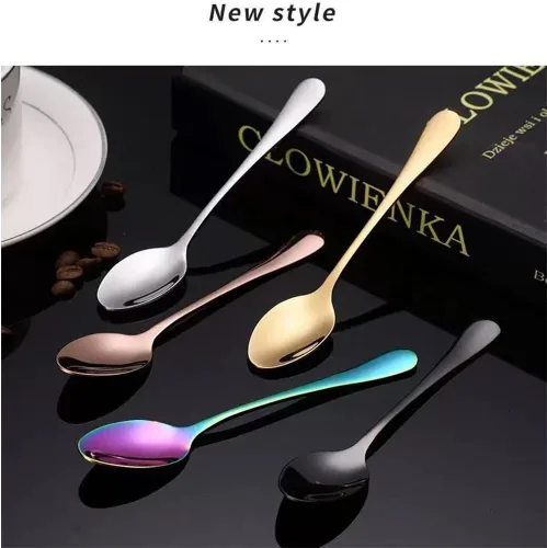 Vista 3 de Wesdxc56 Demitasse - Cucharas de café expreso, mini cuchara de café, cucharas pequeñas de acero inoxidable de 4 pulgadas para postre, juego de 6