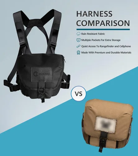 Vista 5 de GAIARENA - Arnés de binocular, impermeable, con bolsa de telémetro para binoculares de 20 x 50, arnés de pecho binocular ajustable para caza