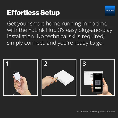 Vista 4 de YoLink Hub 3 Smart Home Gateway: 4G LTE Cellular ($6.99 de tarifa mensual), WiFi, Ethernet, respaldo de batería Instalación Plug & Play sin