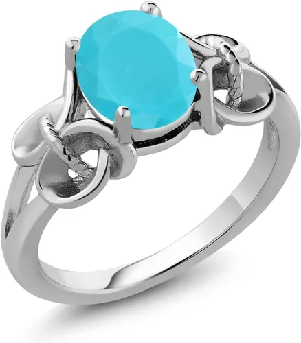 Vista 104 de Gem Stone King Anillo de compromiso ovalado con piedra natal para mujer, plata de ley 925, ovalado de 0.354 x 0.276 in, anillo de compromiso