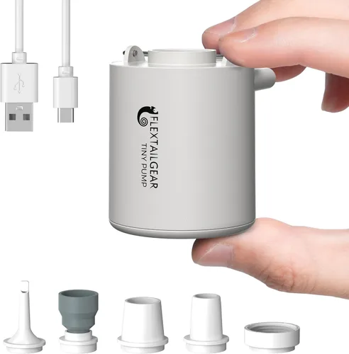 Vista 10 de FLEXTAILGEAR Bomba de aire pequeña y portátil Bomba ultra-mini con batería de 1300mAh recargable por USB para inflar y desinflar flotadores