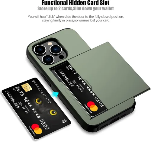 Vista 9 de Nvollnoe - Funda para iPhone 14 con tarjetero [tienda de 5 tarjetas] Negro - Almacenamiento más grande