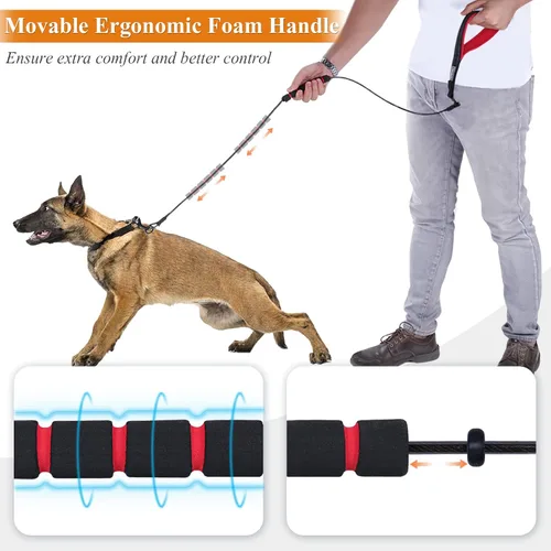 Vista 2 de VIVAGLORY Toughbite - Correa para perro a prueba de mordeduras, no masticable, con mango de tráfico y doble asa para entrenamiento y caminar, metal