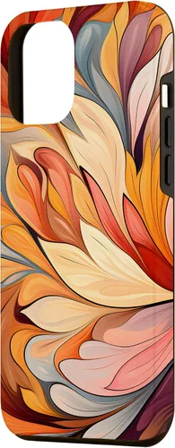 Vista 2 de iPhone 12 Pro Max Remolinos florales abstractos Funda de colores cálidos de otoño