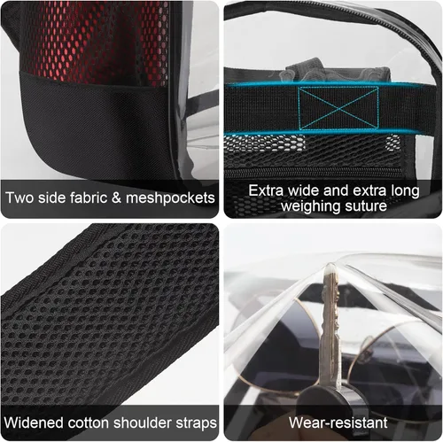 Vista 4 de Mochila transparente de TPU, mochila transparente grande aprobada para estadios, mochila transparente resistente para estadio, trabajo, viajes