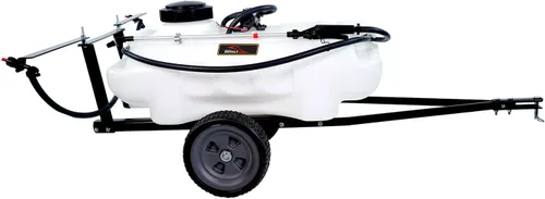 Vista 2 de Brinly ST-152BH-A Rociador de remolque autoalmacenado para césped y jardín con brazo plegable, de 15 galones, blanco mate blanco (Flat White)