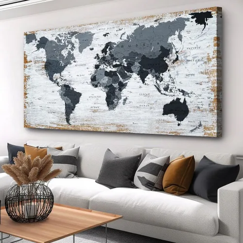 Vista 13 de Lienzo decorativo para pared, diseño de mapa del mundo, diseño de mapa del mundo de la oficina, imágenes para decoración de sala de estar, mapa