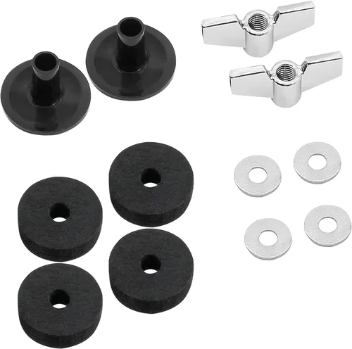 Vista 6 de Biaungdo 12 accesorios de repuesto para platillo, fieltros y copas de platillo Hi-Hat, funda de soporte con arandela y base, tuercas de ala