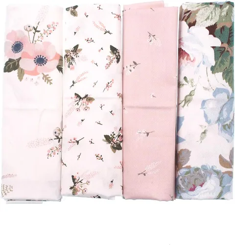 Vista 2 de Paquete de tela de patchwork con patrón de flores, 4 unidades, 18.9 x 18.9 in, cuadrados, acolchado, álbumes de recortes, costura, manualidades