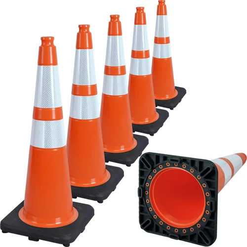 Vista 19 de Paquete de 6 conos de tráfico de PVC verdes de 12 pulgadas con base resistente, conos de seguridad de alta visibilidad para todo tipo de clima