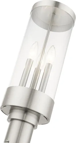 Vista 7 de Livex Lighting 20728-91 Hillcrest - Linterna de poste superior para exteriores, acabado de níquel cepillado con cristal transparente