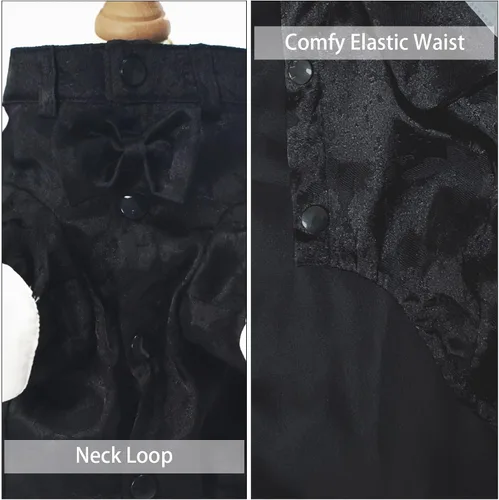 Vista 4 de MAMORE Vestido tipo camisa para perro, camisa de lazo de príncipe perrito, atuendo formal casual para mascotas para perros pequeños, medianos