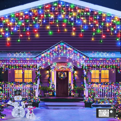 Vista 13 de Luces de Navidad de Carámbanos para Exteriores, 33 pies 400 Luces LED de Carámbanos para Exteriores, Luces Centelleantes Enchufables para Interiores